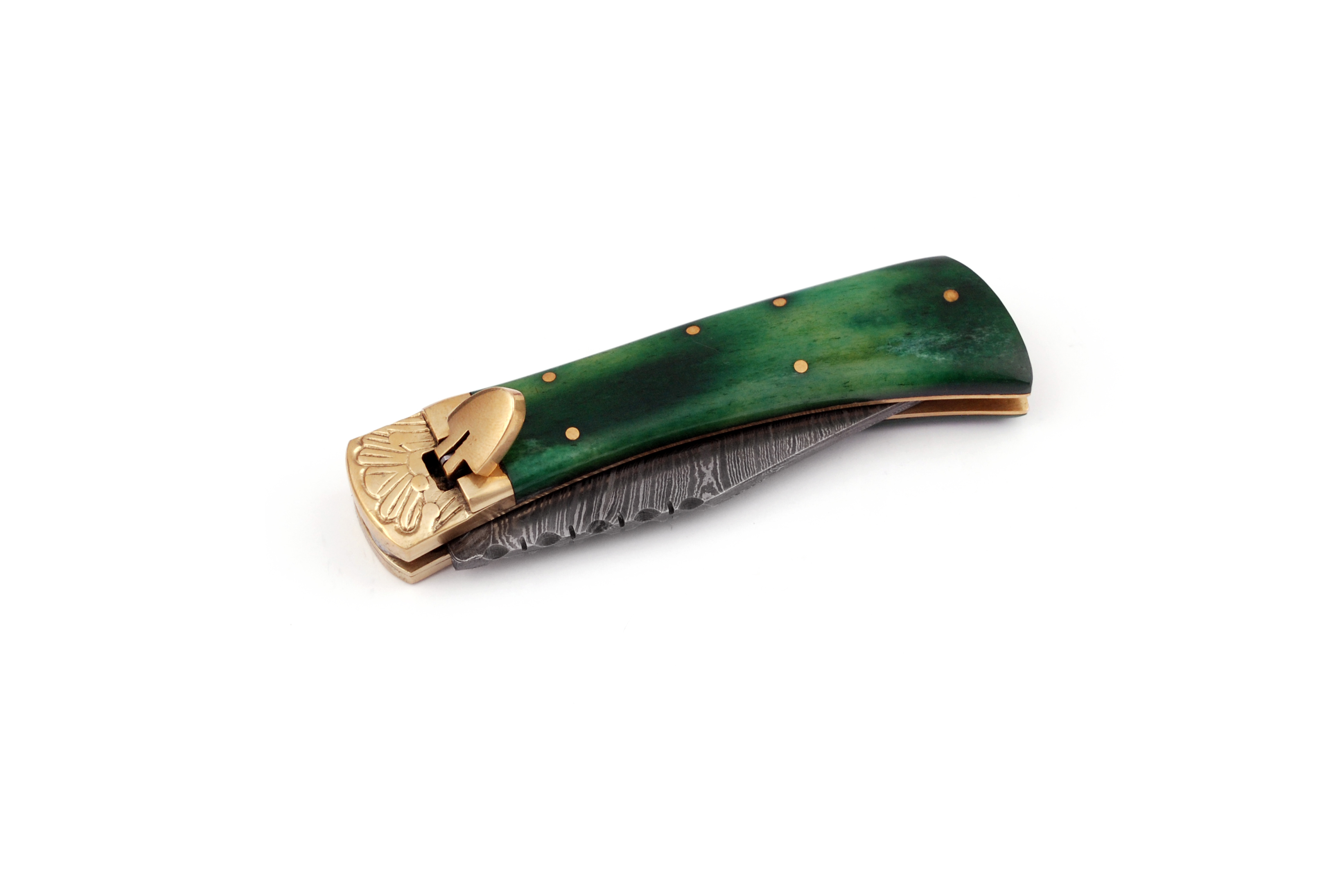 Damascus Leverletto Emerald Dream Spring Asssited Folding Knife