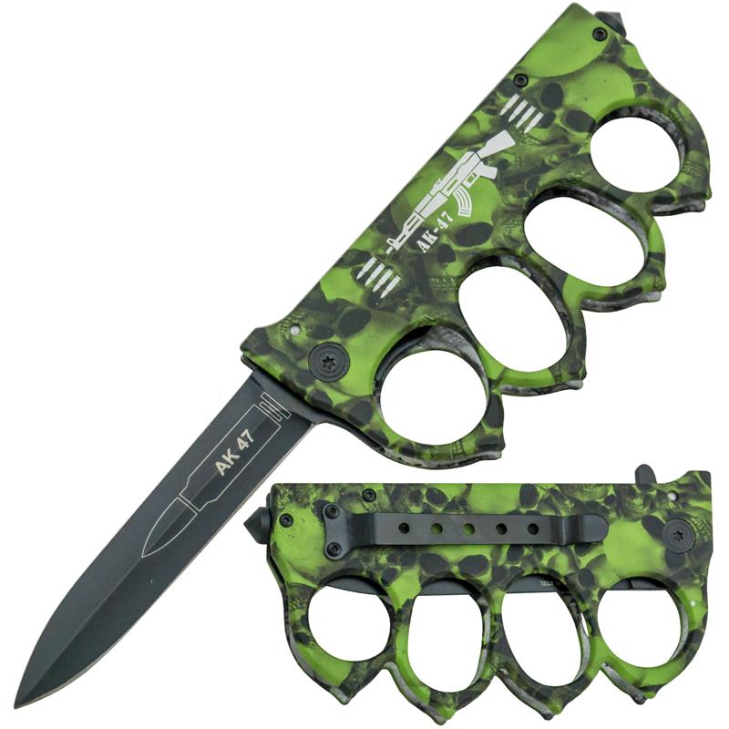 AK-47 Z-Slayer Skull Undead Knuckle Knife - Green