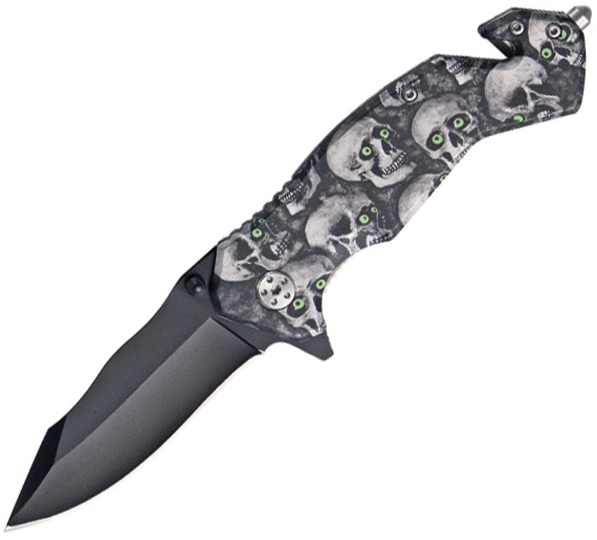 China Made CN300276 Skull Eyes Rescue Linerlock Knife