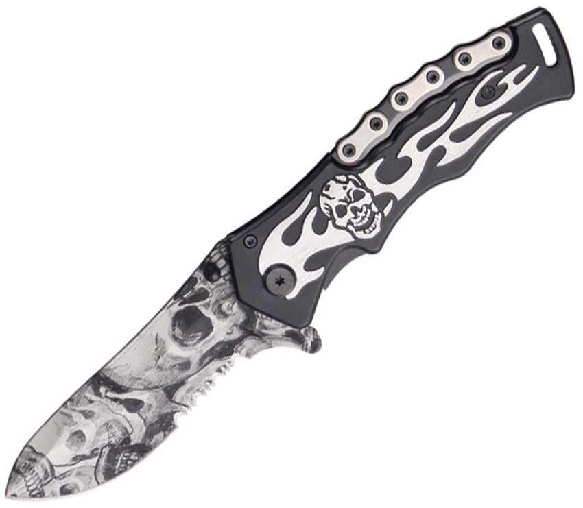 China Made CN300283BK Skull Chain Linerlock Knife