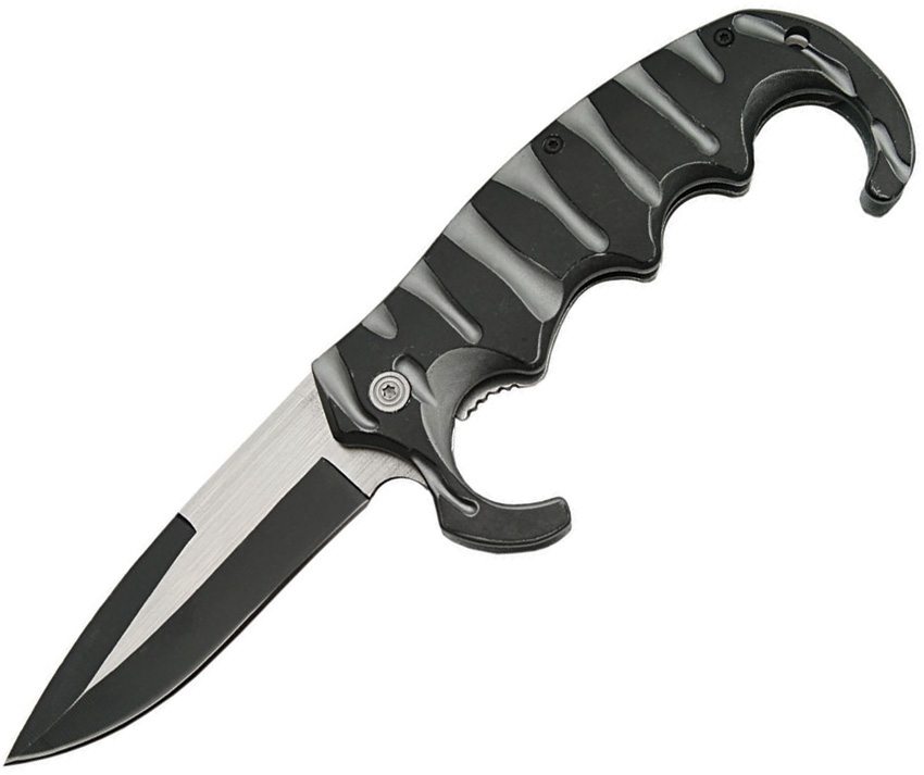 China Made CN300289SL Linerlock A/O Knife, Silver and Black