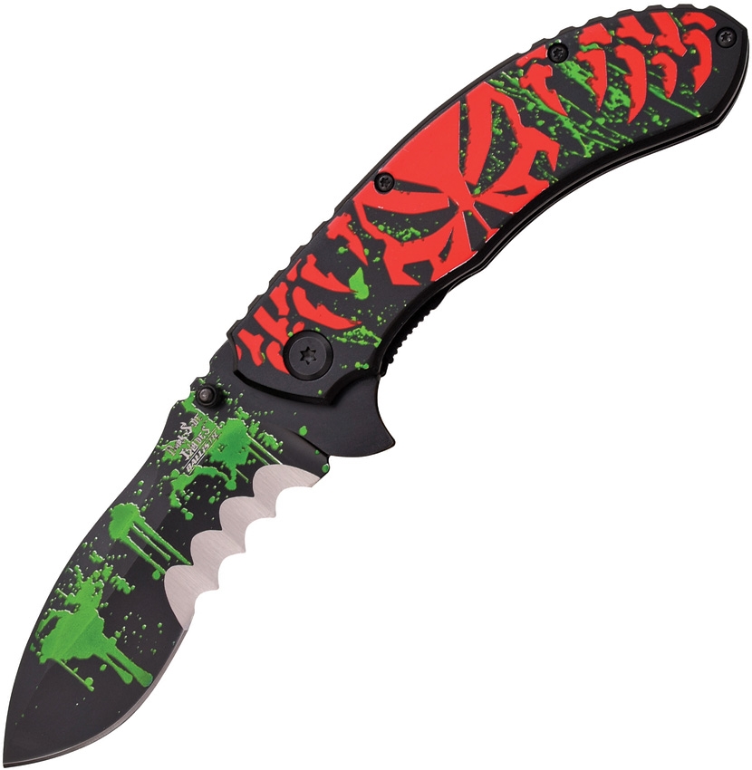 Dark Side DSA013BRG Linerlock A/O Skull Knife, Red