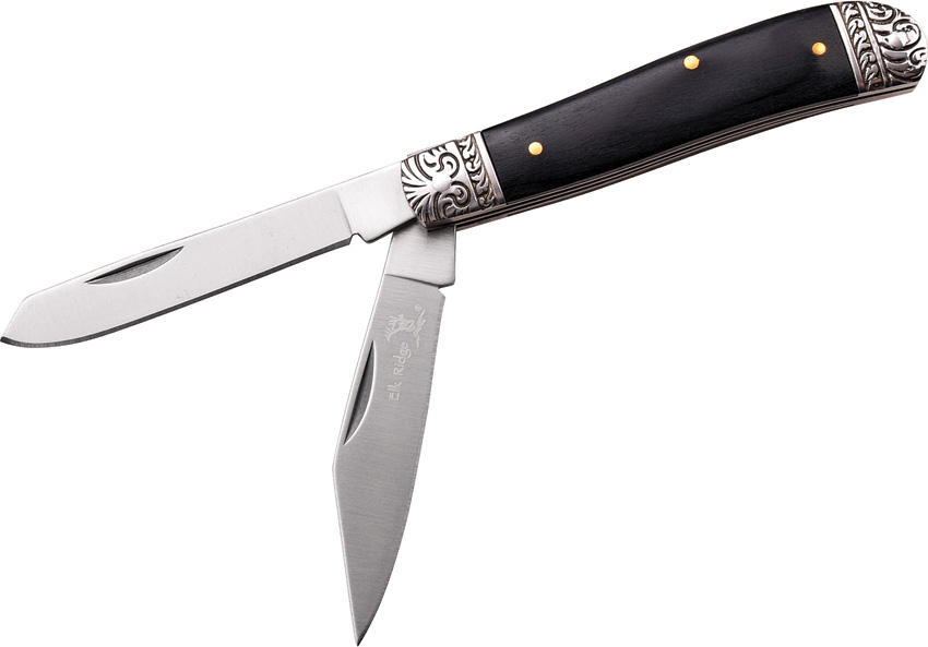 Elk Ridge ER220BW Trapper Knife, Black Wood