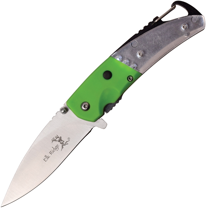 Elk Ridge ERA157GN LED Linerlock A/O Knife, Green