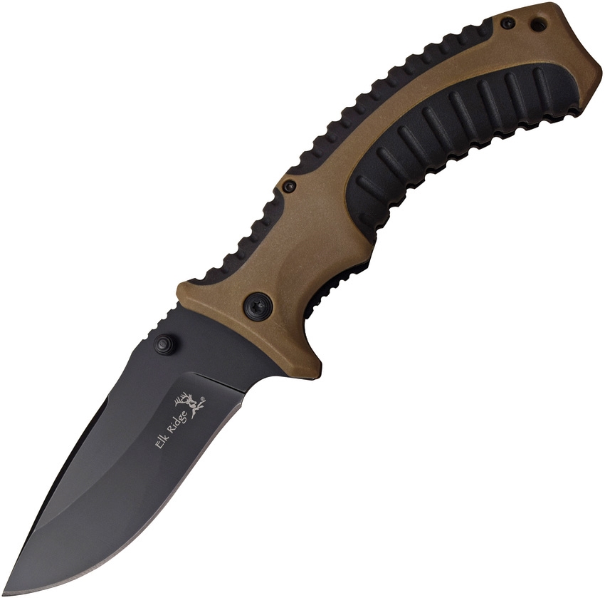 Elk Ridge ERA934BR Linerlock A/O Knife, Brown