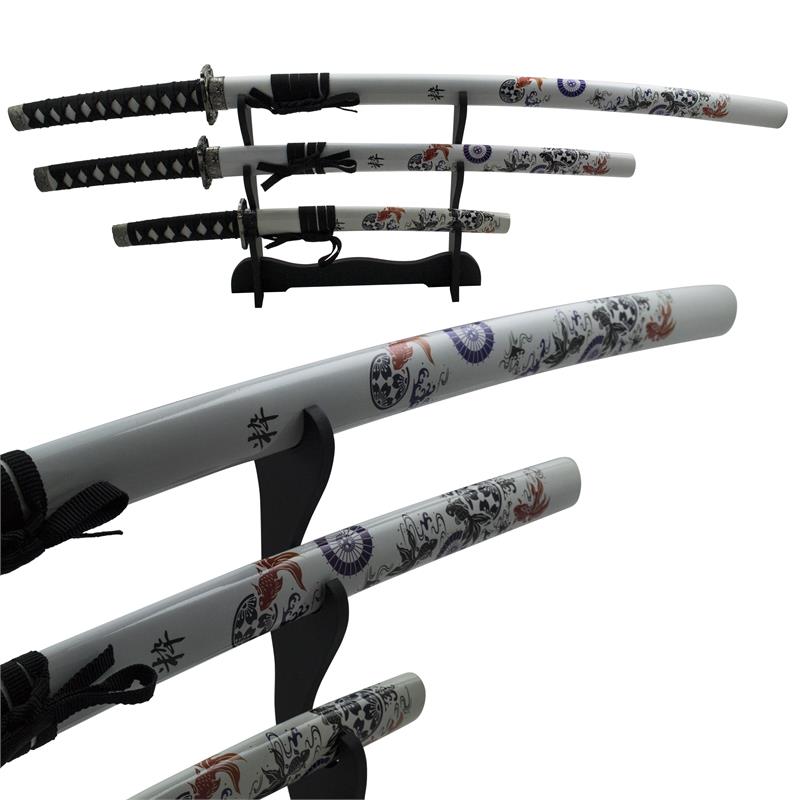 Oriental Abstract Samurai Katana 3 Piece Sword Set